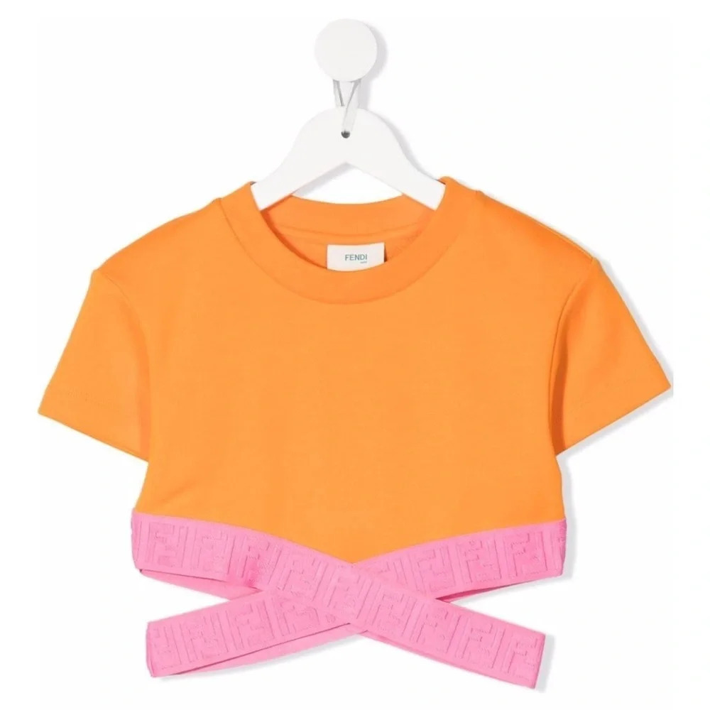 Fendi Kids Cropped Short-sleeved T-shirt